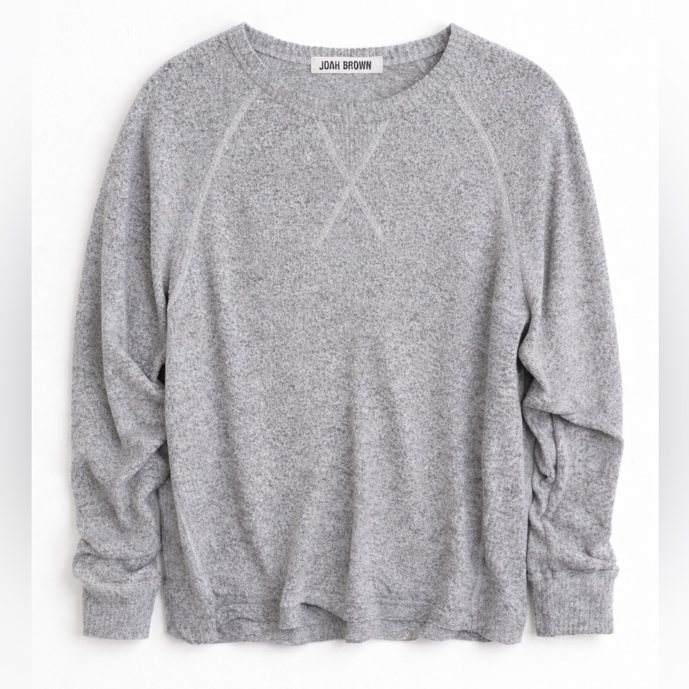 Joah Brown Ribbed Raglan Sweatshirt Top | Heather Gray | Size M/L | Made in USA